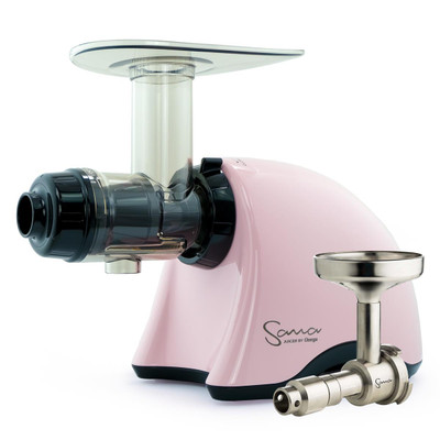 Omega Sana EUJ-707PP Slow Juicer in Pastel Pink with Oil Attachment