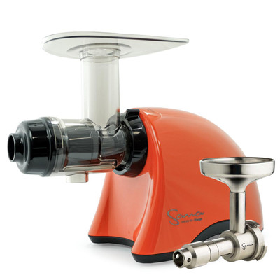 Omega Sana EUJ-707PO Slow Juicer in Pearl Orange with Oil Attachment